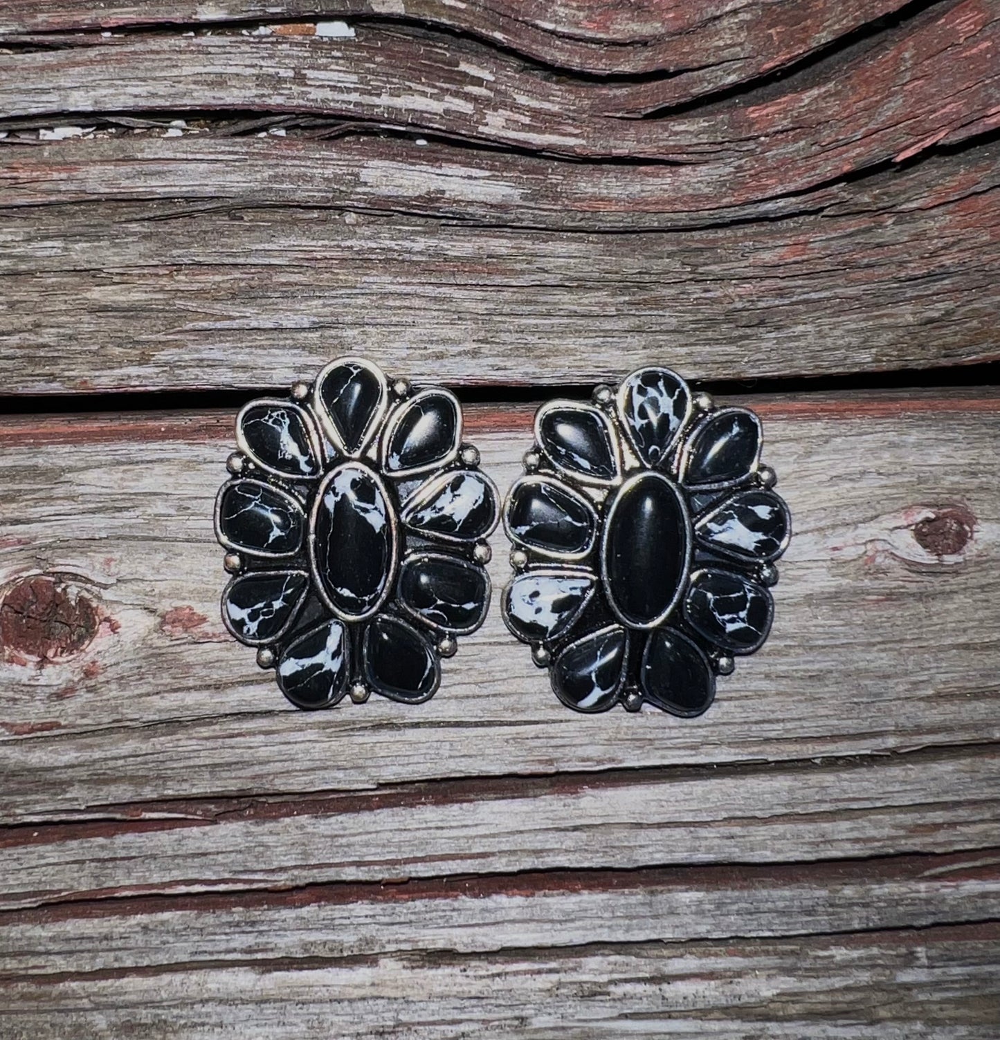 Black Concho Earring Set