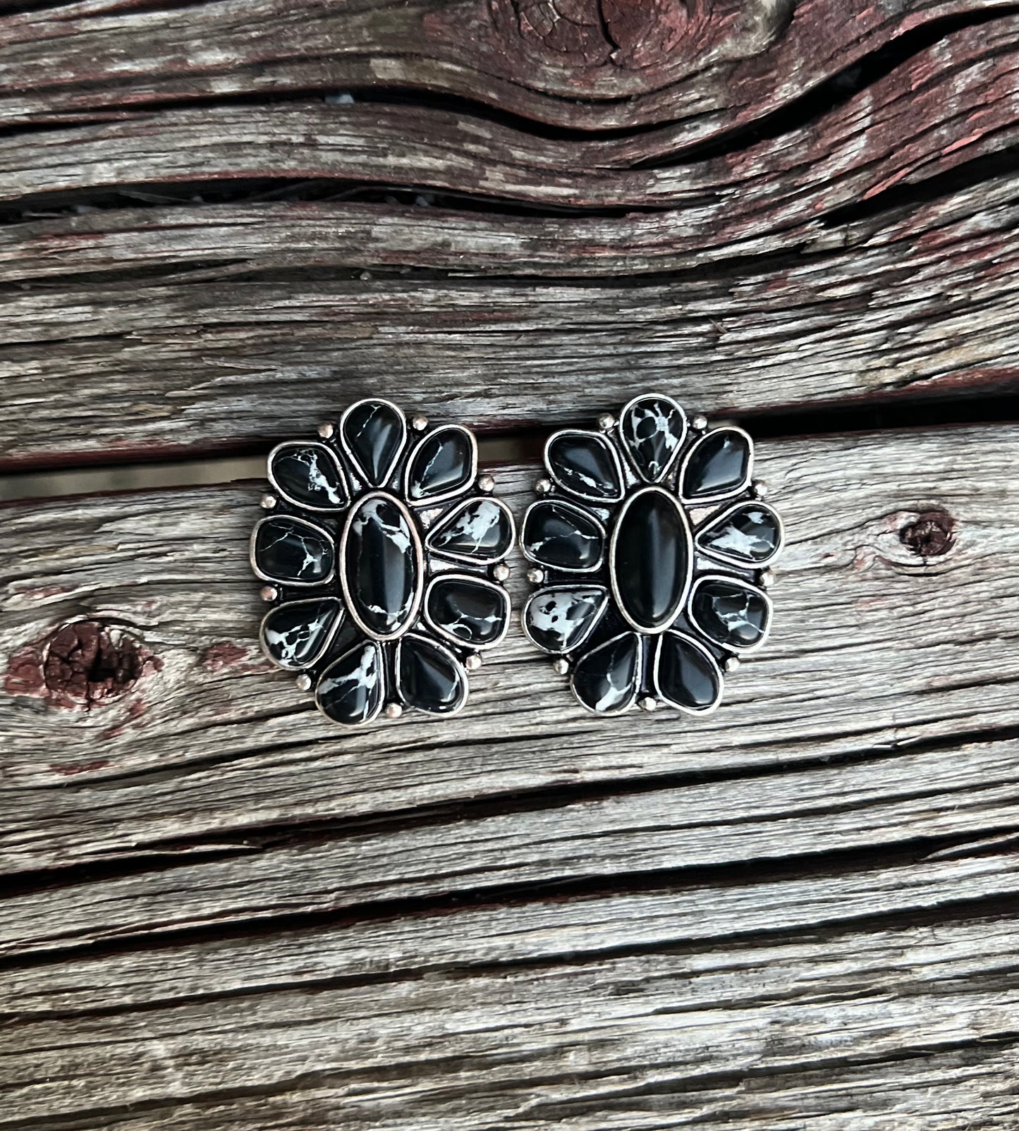 Black Concho Earring Set