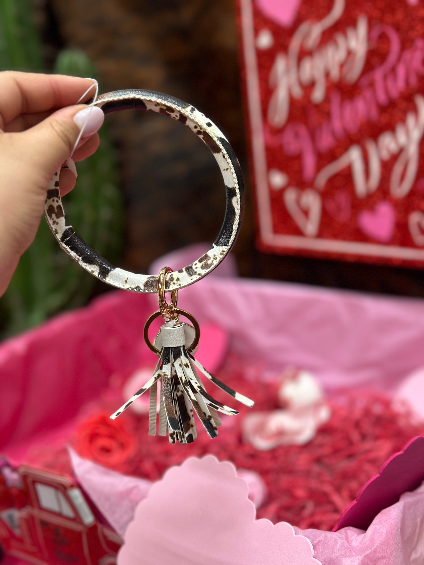 Bangle Bracelet Keyring with Tassel