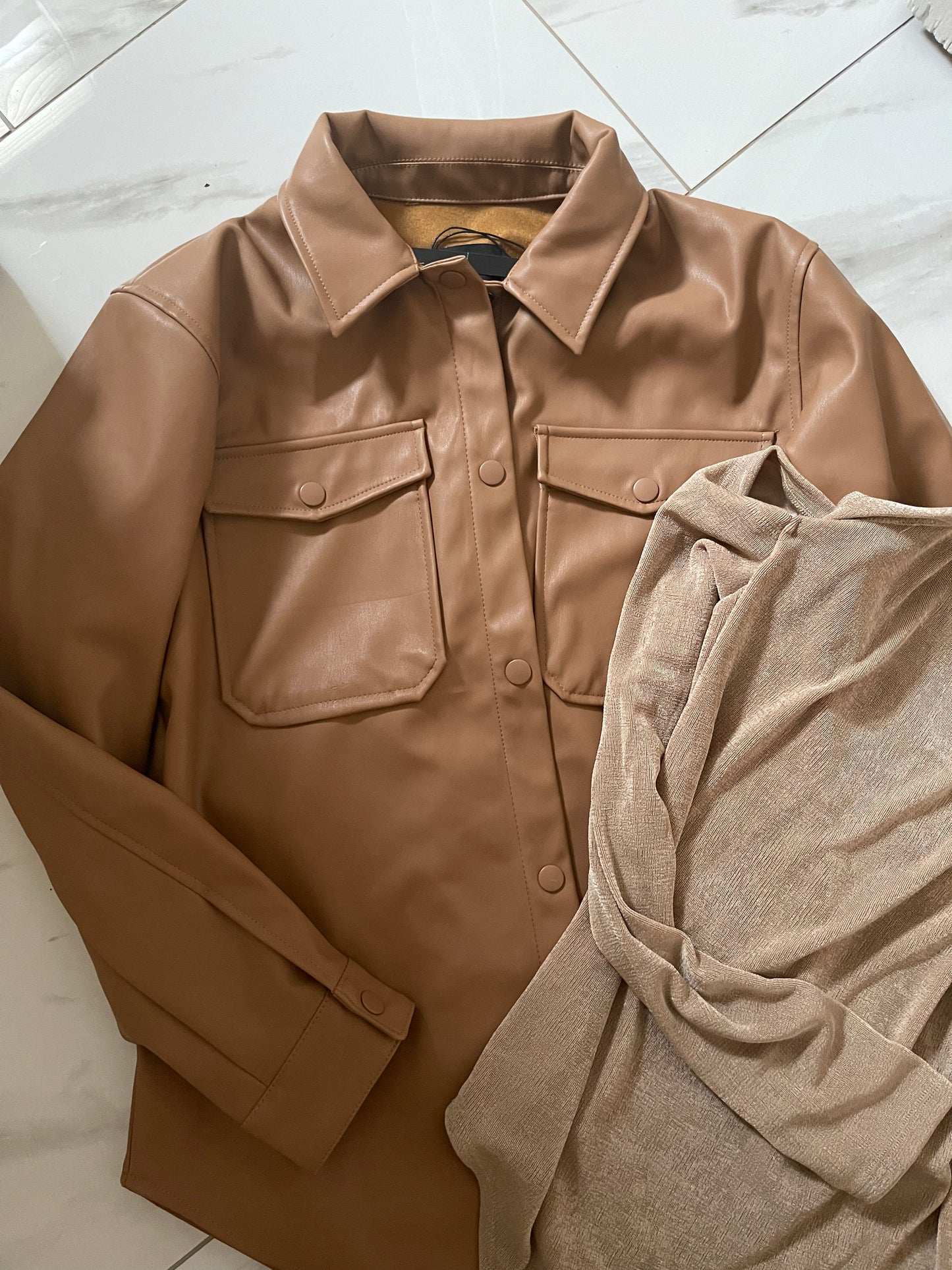 Paulina Pleather Shacket