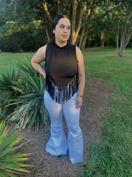 Isabella Fringe Top (Black)