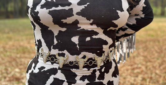 Cow Skull Chain Belt